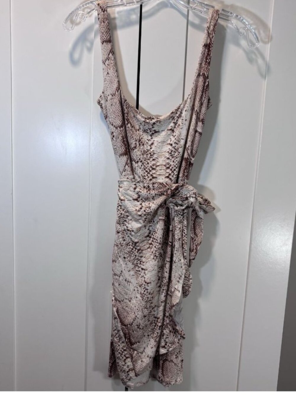 Bar III Snake Print Wrap Sarong Midi Dress Side Tie Women’s Small Brown Summer